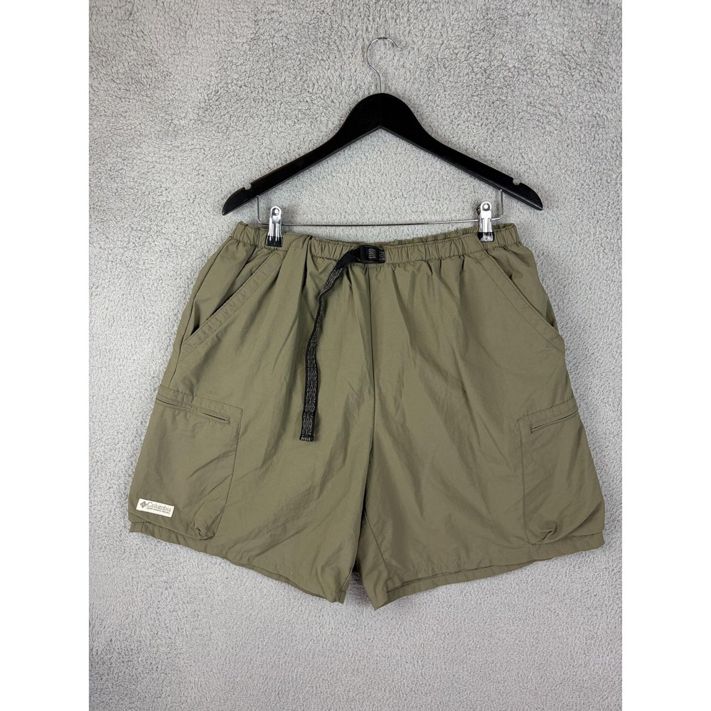Columbia Shorts Mens XL Green Nylon Mesh Lined Swim Trunks Packable Belted Mens